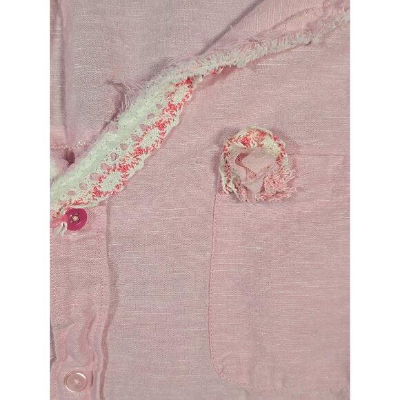 OOAK Magnolia Boho Tunic Upcycle Shacket Cover Up Cotton Linen Blend Pink Sz XL - Picture 14 of 16